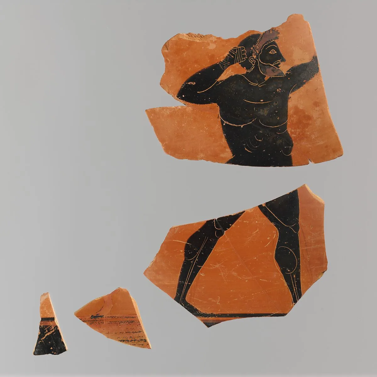 Fragments of a terracotta amphora (jar) — Painter of Tarquinia RC 6847