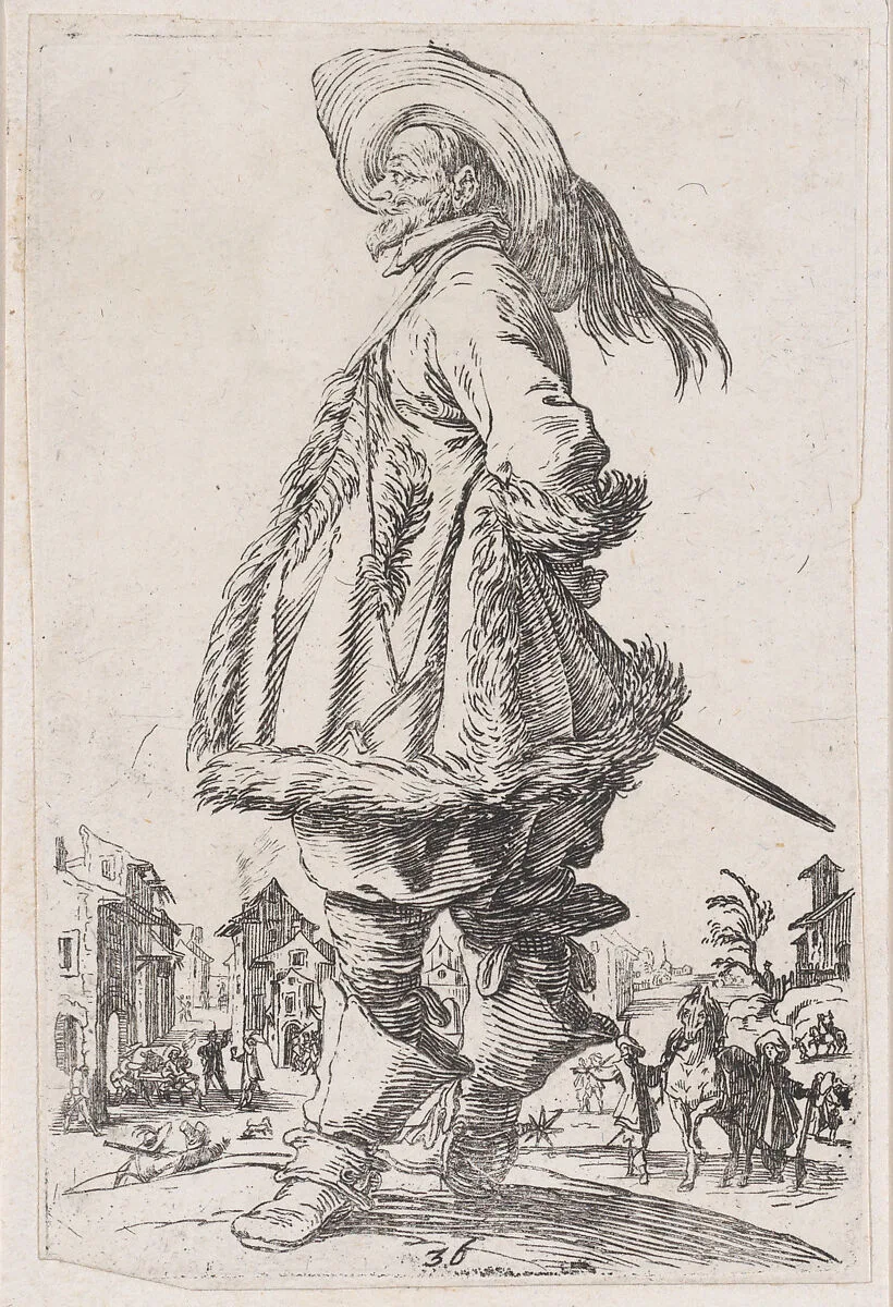 Reverse Copy of L'Aveugle et son Chien (The Blind Man and his Dog), from Les Gueux suite appelée aussi Les Mendiants, Les Baroni, ou Les Barons (The Beggars, also called the Barons) — Jacques Callot|Anonymous