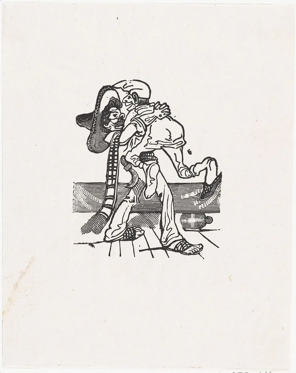 One man lifting another — José Sanchez|José Guadalupe Posada