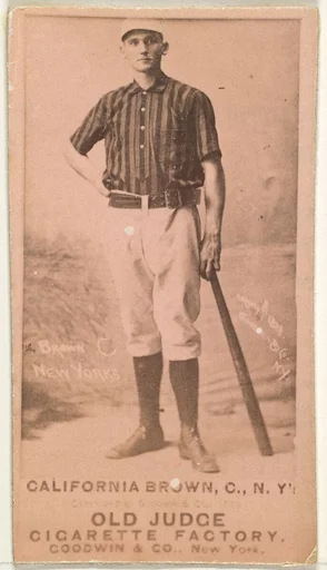 William "California" Brown, Catcher, New York, from the Old Judge series (N172) for Old Judge Cigarettes