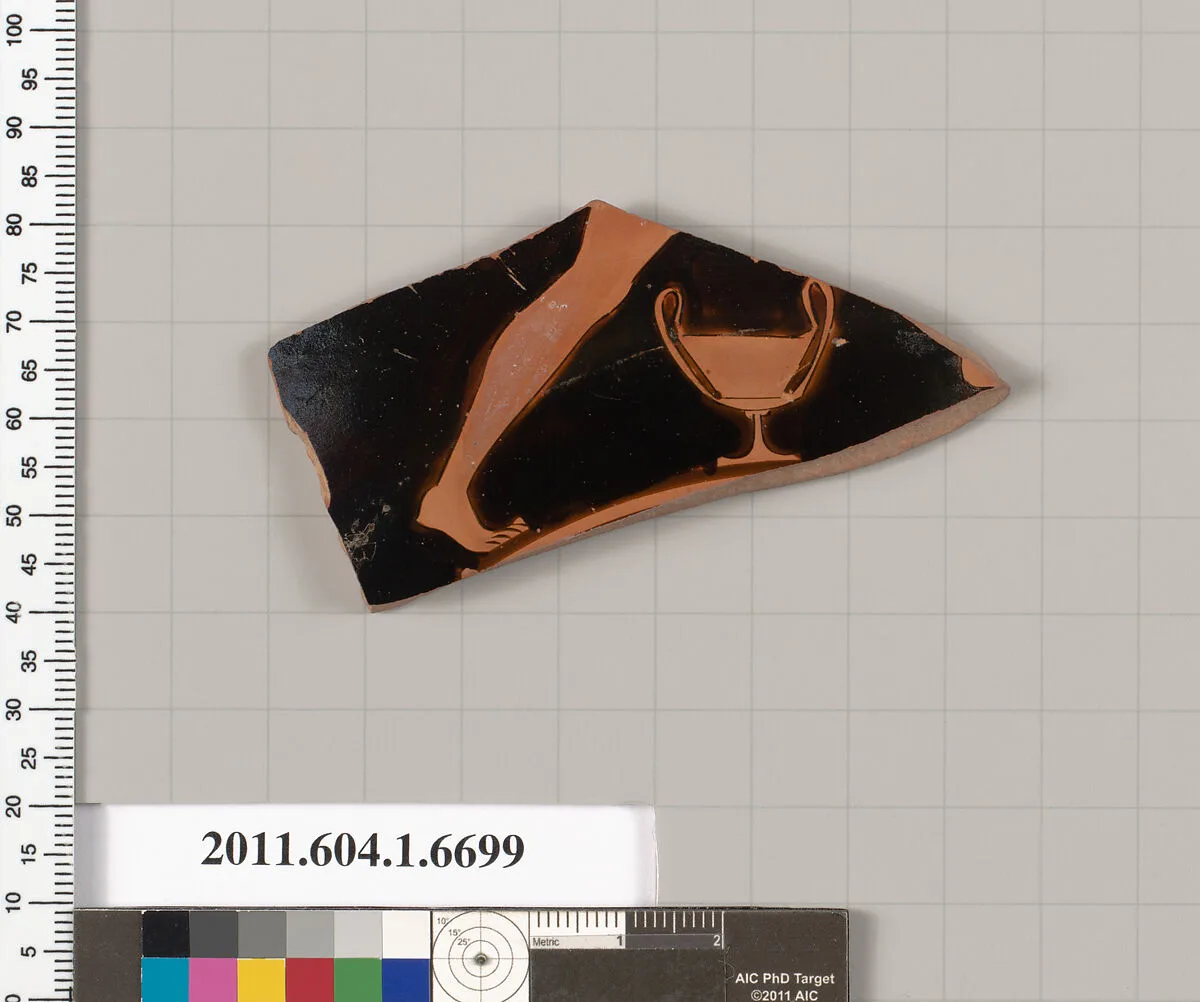 Terracotta fragment of a kylix (drinking cup) — Dokimasia Painter