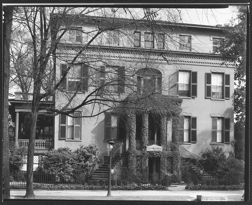 [Brick Greek Revival Building with Ivy-Covered Entry Porch, Funeral Home, Augusta, Georgia]