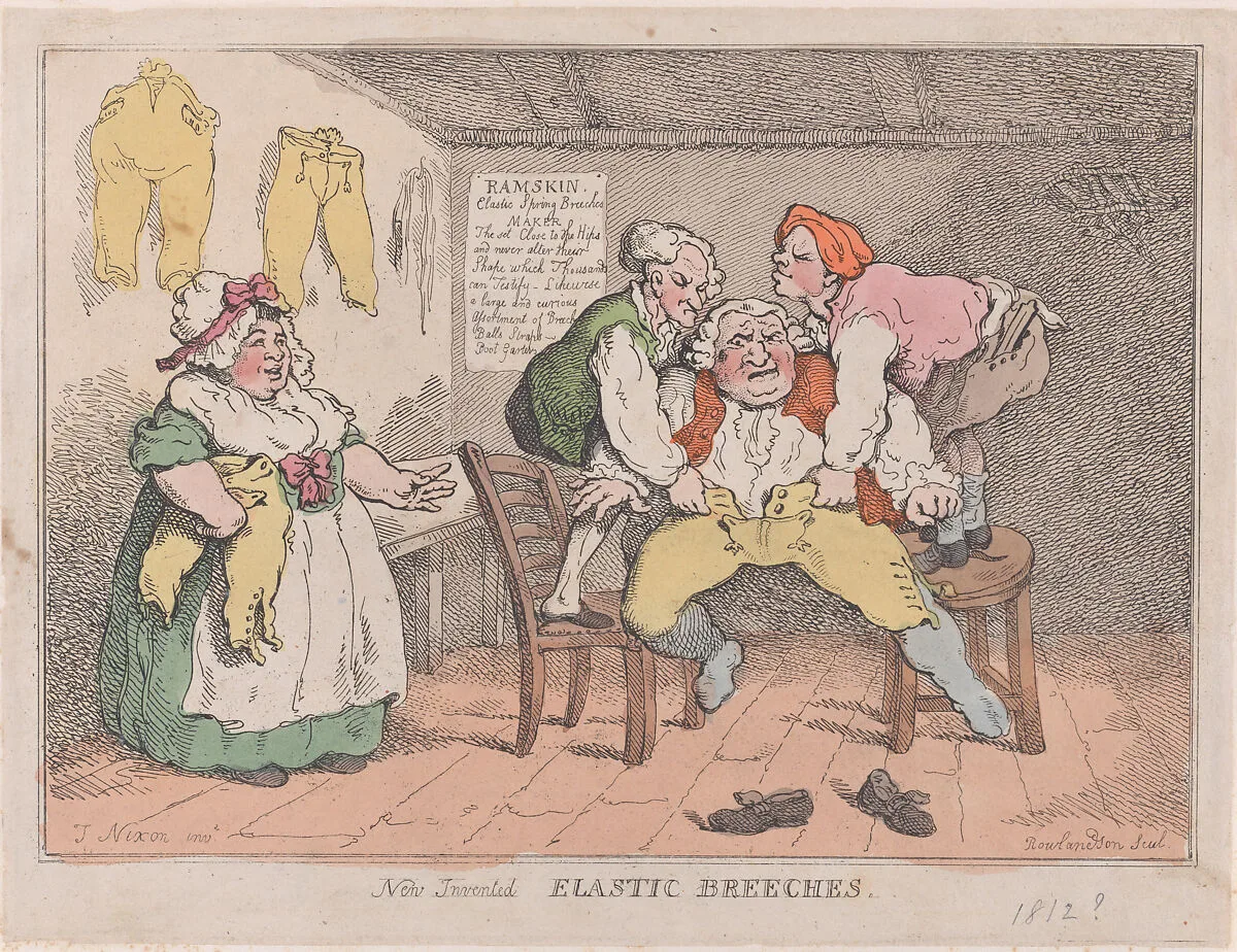 New Invented Elastic Breeches — Thomas Rowlandson|John Nixon