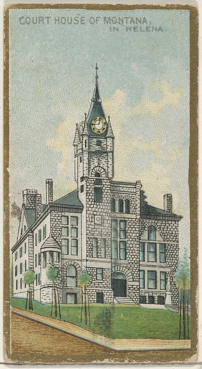 Court House of Montana in Helena, from the General Government and State Capitol Buildings series (N14) for Allen & Ginter Cigarettes Brands — Allen & Ginter|The Gast Lithograph & Engraving Company