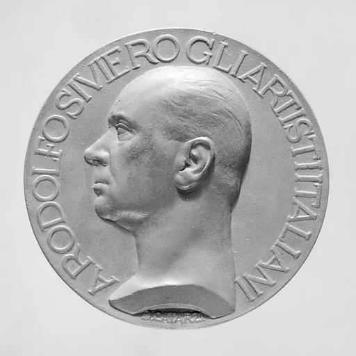Commemorative medal honoring Rodolfo Siviero, the Italian scholar who headed a commission for the return of works of art to Italy that had been illicitly removed during World War II