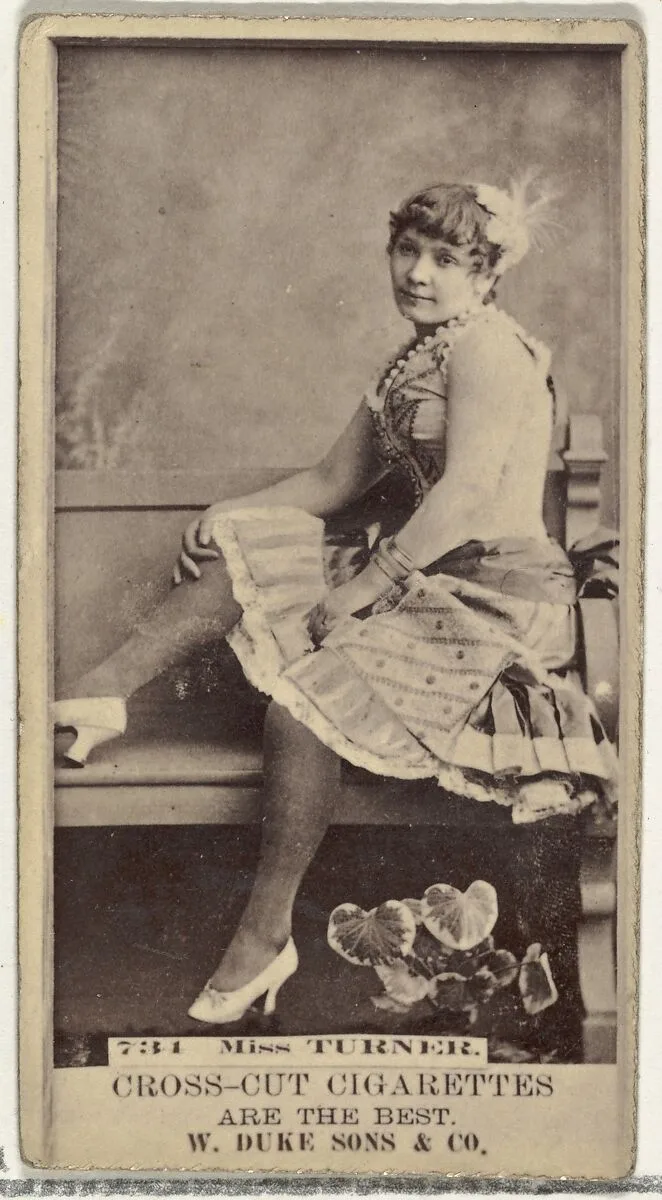 Card Number 731, Miss Turner, from the Actors and Actresses series (N145-3) issued by Duke Sons & Co. to promote Cross Cut Cigarettes — W. Duke, Sons & Co.