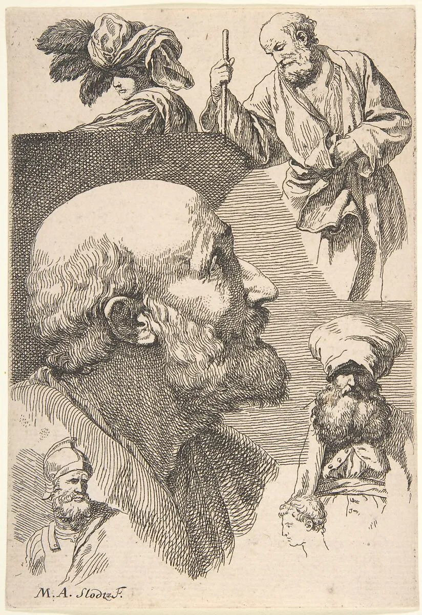 Figure and Head Studies — René Michel (called Michel Ange) Slodtz
