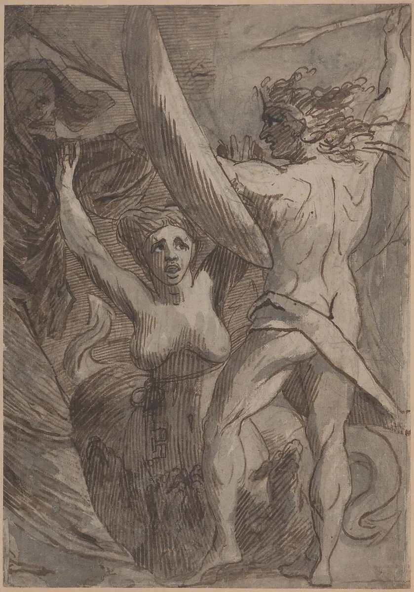 Satan, Sin, and Death: "Death and Sin met by Satan on his Return from Earth" — James Barry|John Milton