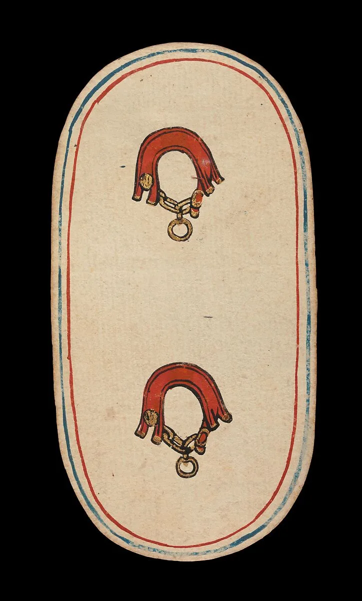 2 of Collars, from The Cloisters Playing Cards — Unknown