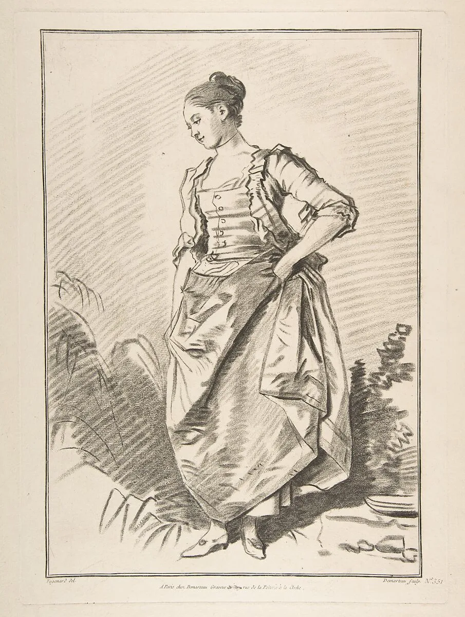 Femme debout de face — Jean Honoré Fragonard|Gilles Demarteau