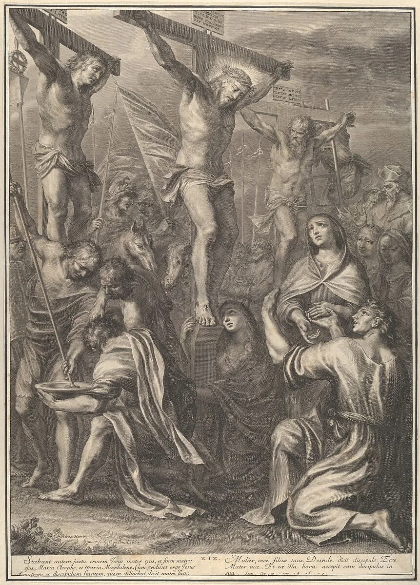 Christ on the Cross with St. Mary and St. John, from The Passion of Christ, plate 19 — Grégoire Huret