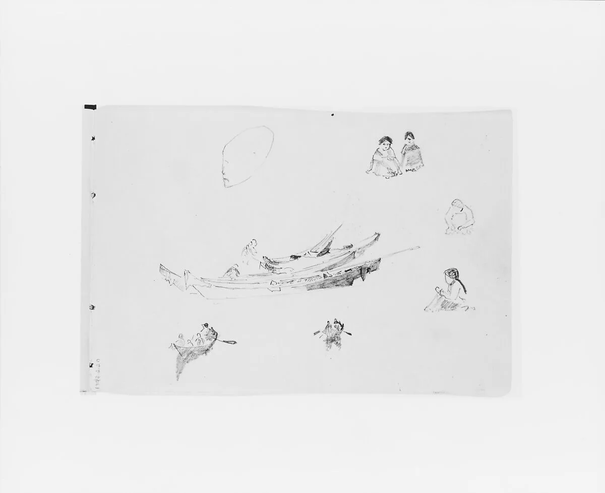Sketch of Figures and Boats (from Sketchbook X) — William Trost Richards