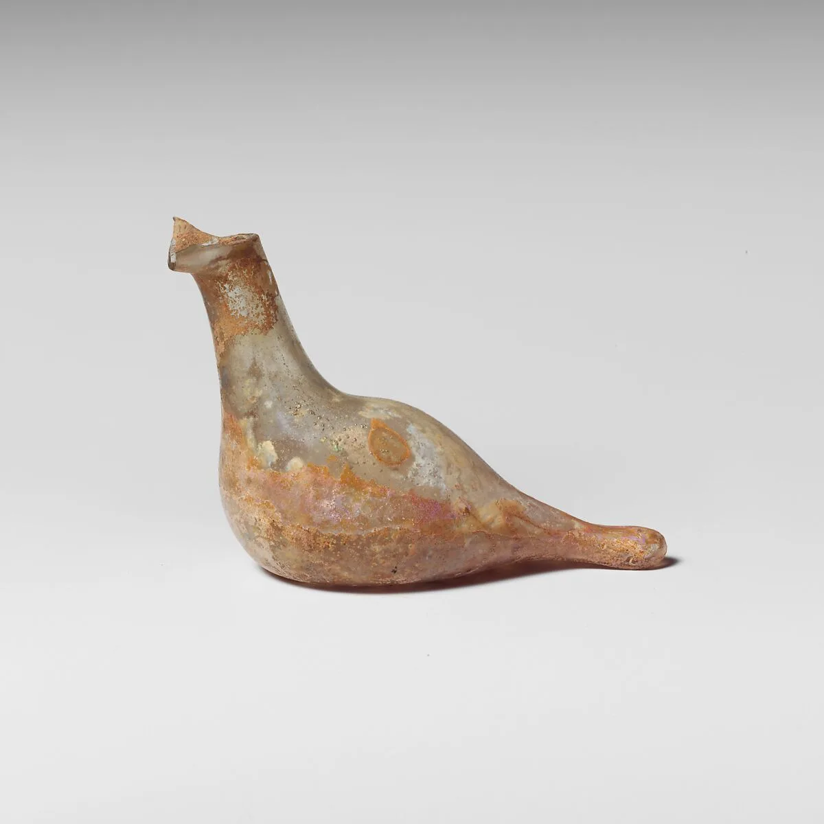 Glass bottle shaped like a bird — Unknown