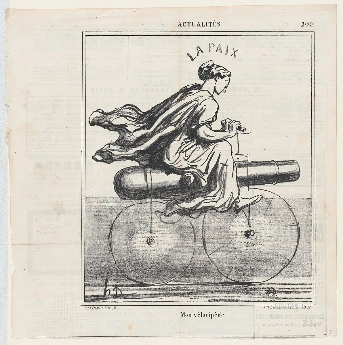 My bicycle!, from 'News of the day,' published in Le Charivari, September 17, 1868 — Honoré Daumier|Arnaud de Vresse|Destouches
