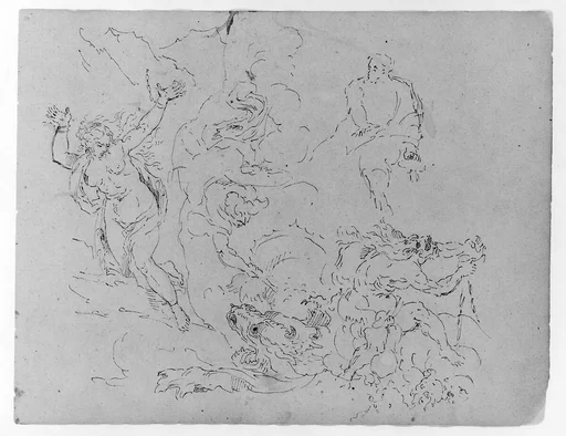 Perseus and Andromeda (after the Titian?); Hercules Wrestling Nemion Lion (from Sketchbook)