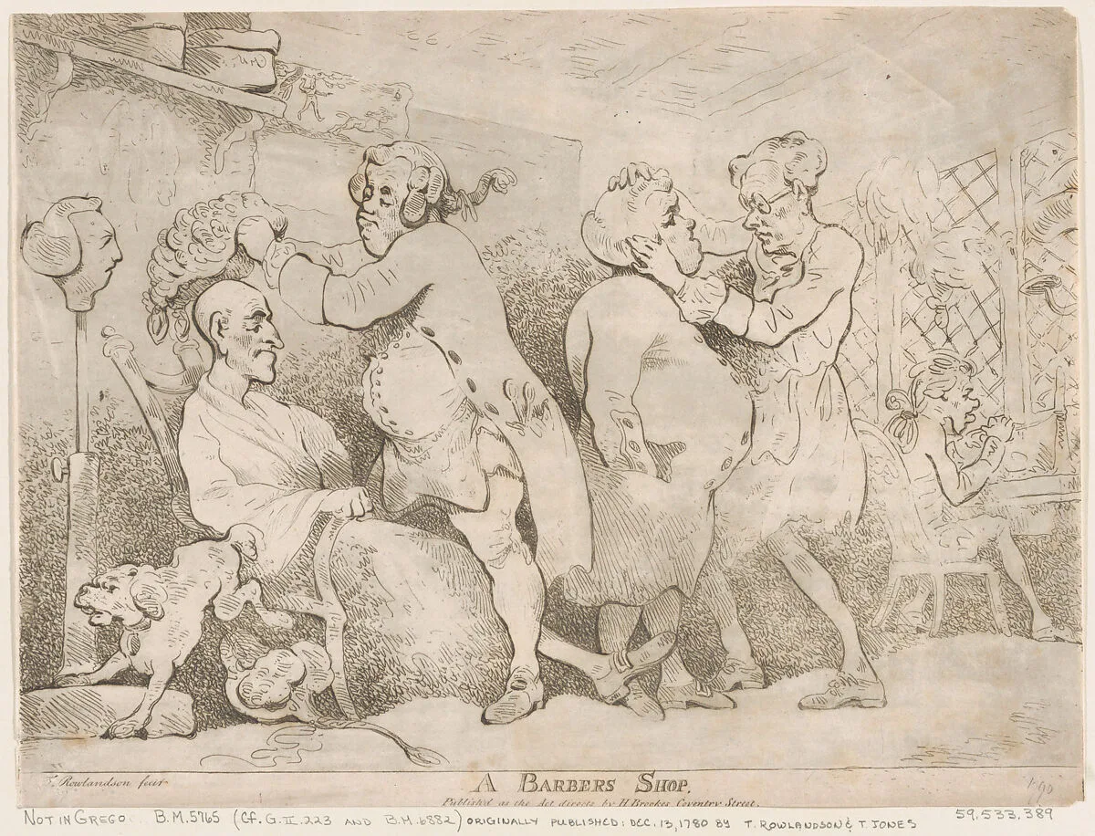 A Barber's Shop — Henry Brookes|Thomas Rowlandson