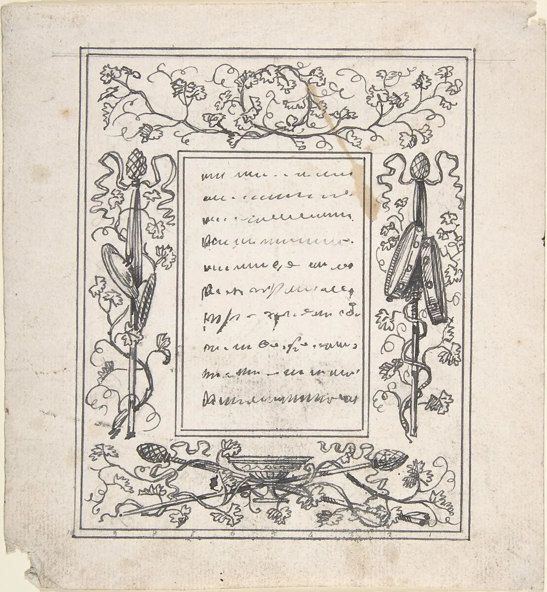 Design for a border with Cymbals and Tambourines — Carl Alexander von Heideloff