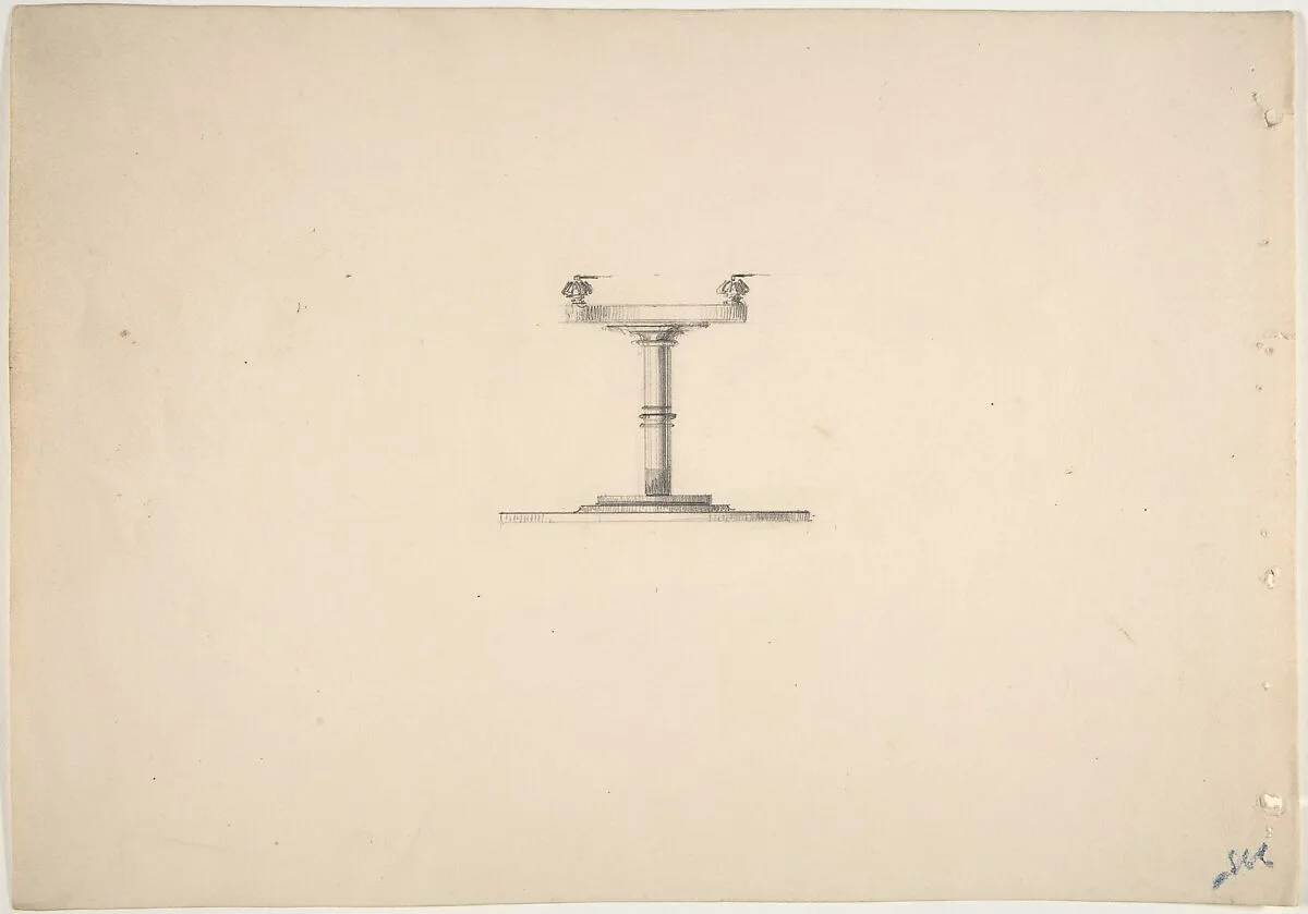 Design for a Round Pedestal Table on Casters — Anonymous, British, 19th century
