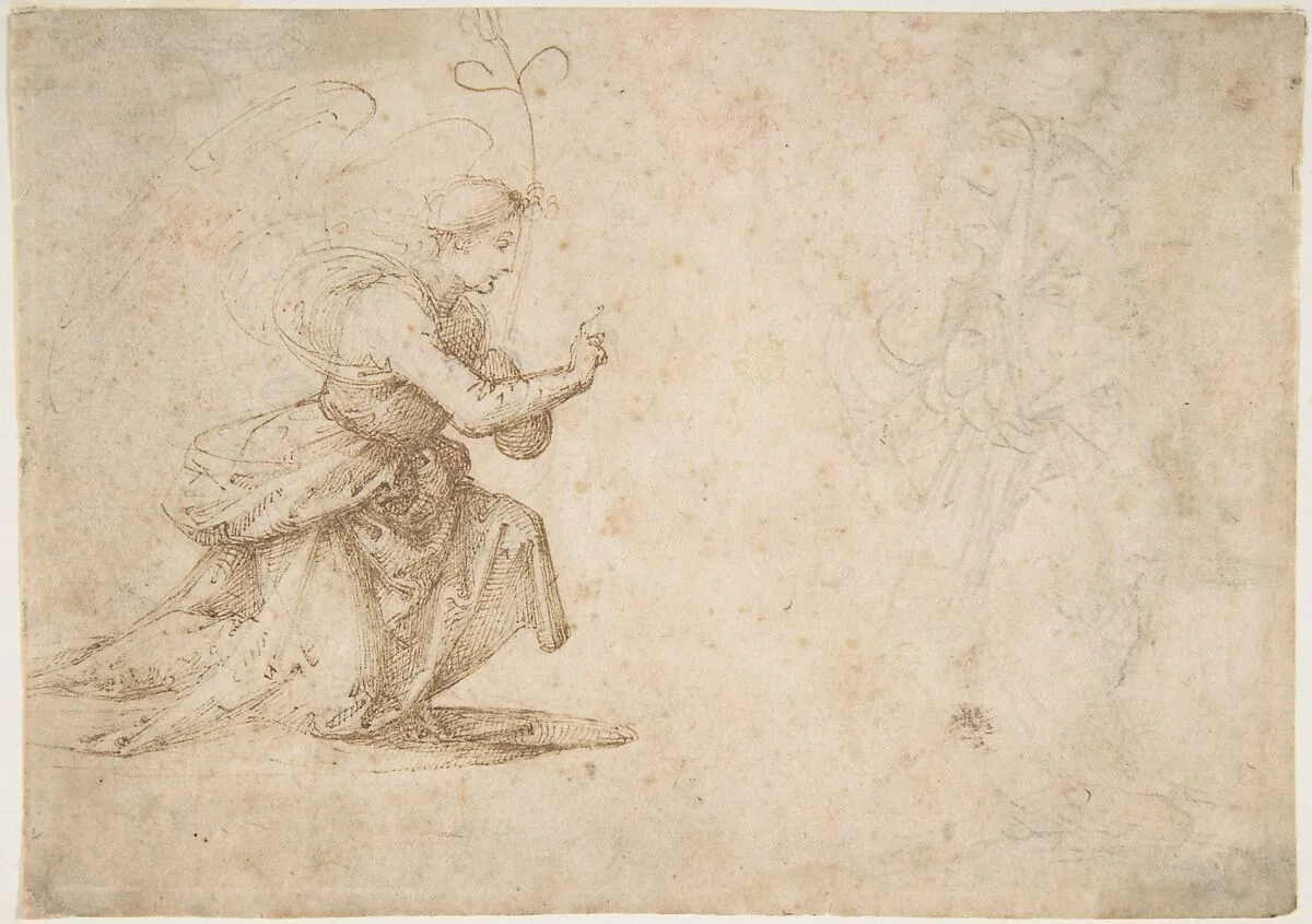 The Annunciation (recto); Faint View of Buildings (verso) — Fra Bartolomeo (Bartolomeo di Paolo del Fattorino)