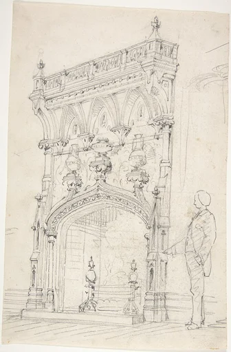 Design for a Tall Chimneypiece, Decorated with Vases