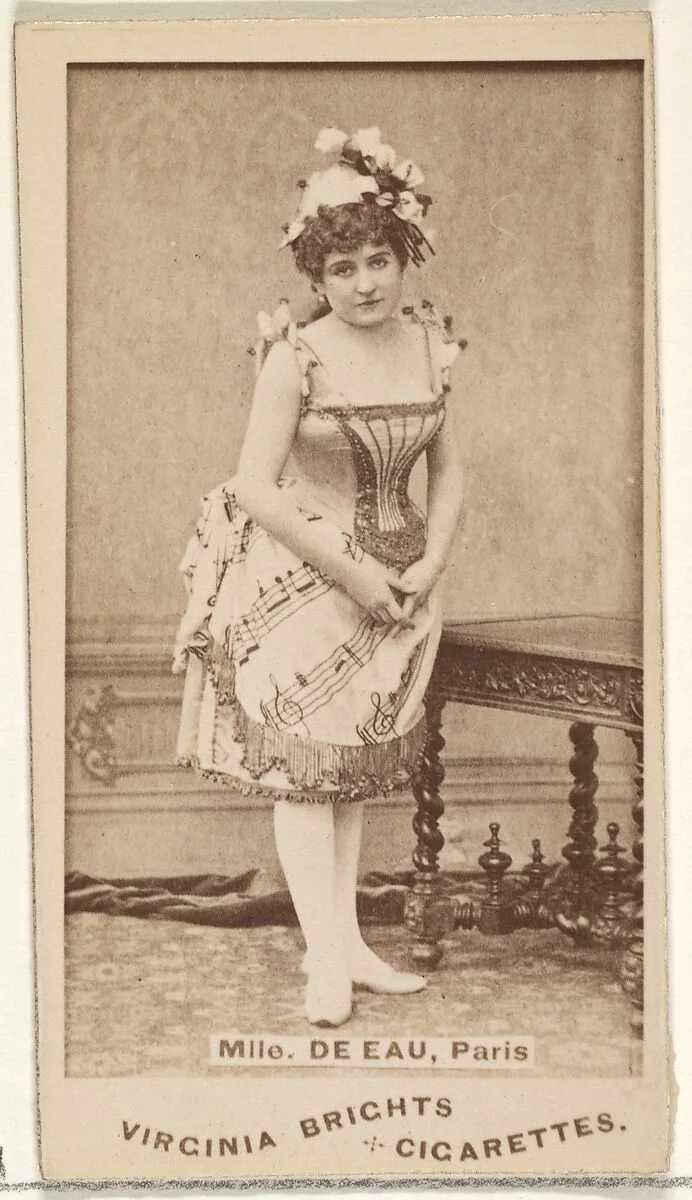Mlle. De Eau, Paris, from the Actors and Actresses series (N45, Type 1) for Virginia Brights Cigarettes — Allen & Ginter
