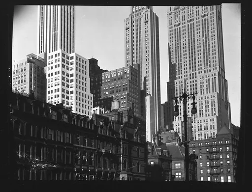 [Row of Town Houses on Park Avenue in Front of Midtown Skyscrapers, New York City]