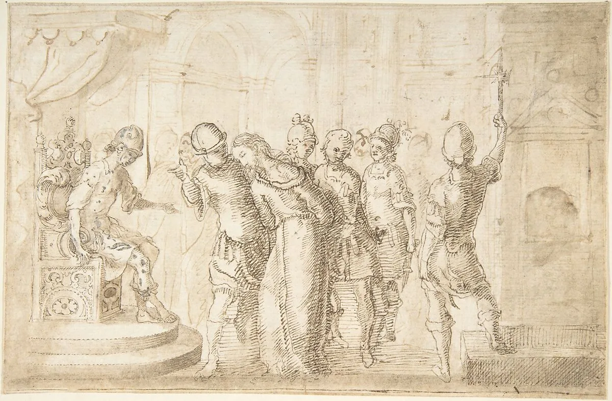 Christ Brought Before Pontius Pilate — Anonymous, Spanish, School of Seville, 17th century